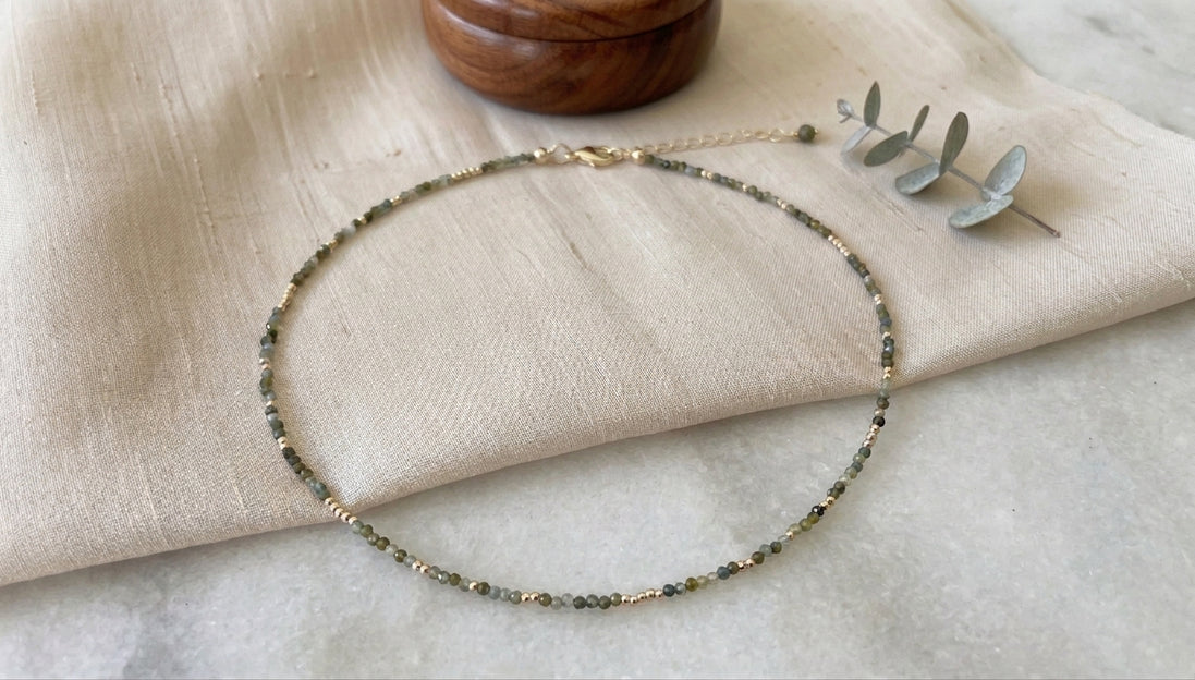 Faceted Aquamarine Choker Necklace – 14K Gold Plated