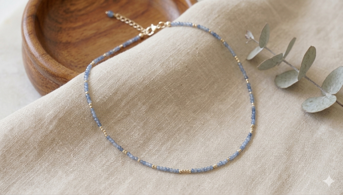 Faceted Kyanite Minimal Choker Necklace