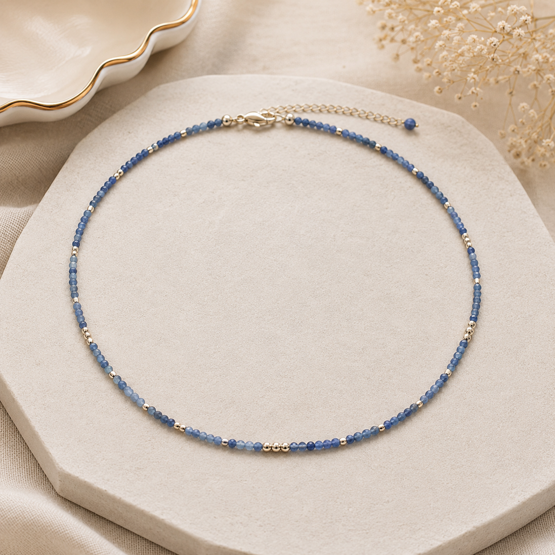 Faceted Kyanite Minimal Choker Necklace