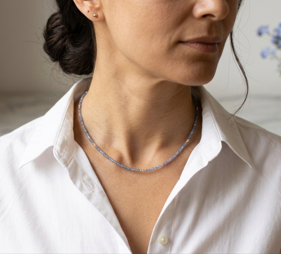 Faceted Kyanite Minimal Choker Necklace