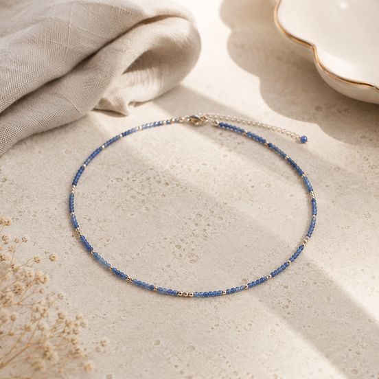 Faceted Kyanite Minimal Choker Necklace