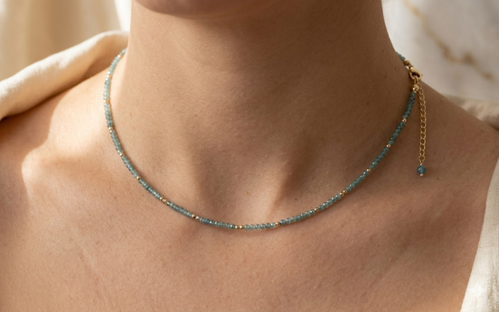 Faceted Multicolour Tourmaline Choker Necklace in 14K Gold Plate