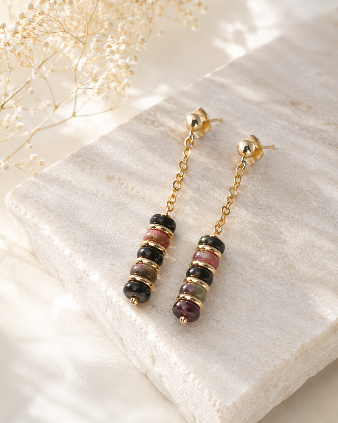 Natural Tourmaline Drop Earrings