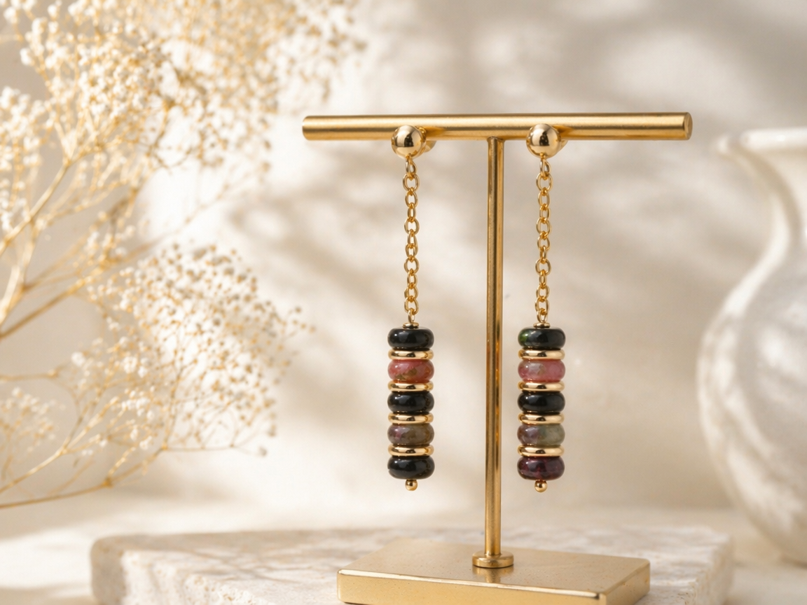 Natural Tourmaline Drop Earrings