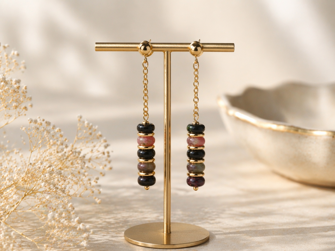 Natural Tourmaline Drop Earrings