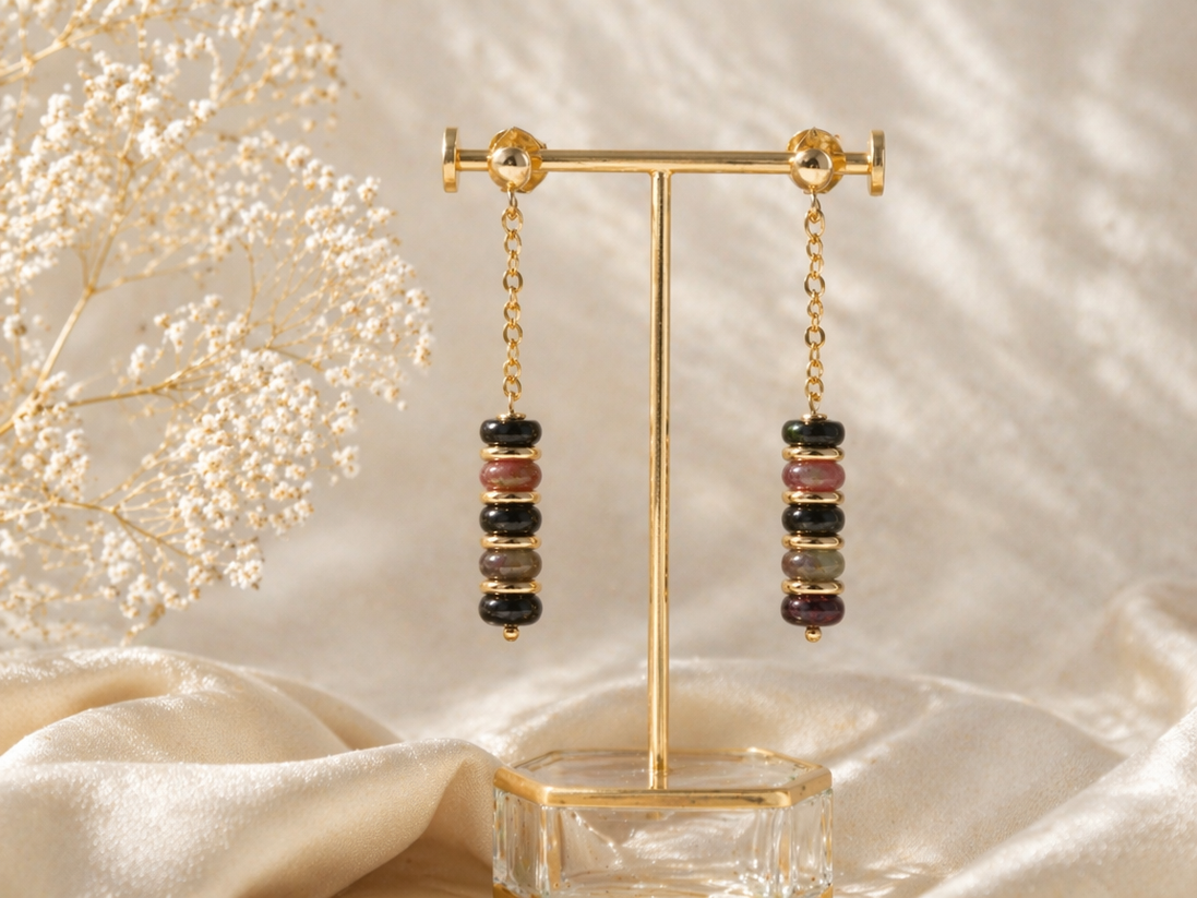 Natural Tourmaline Drop Earrings