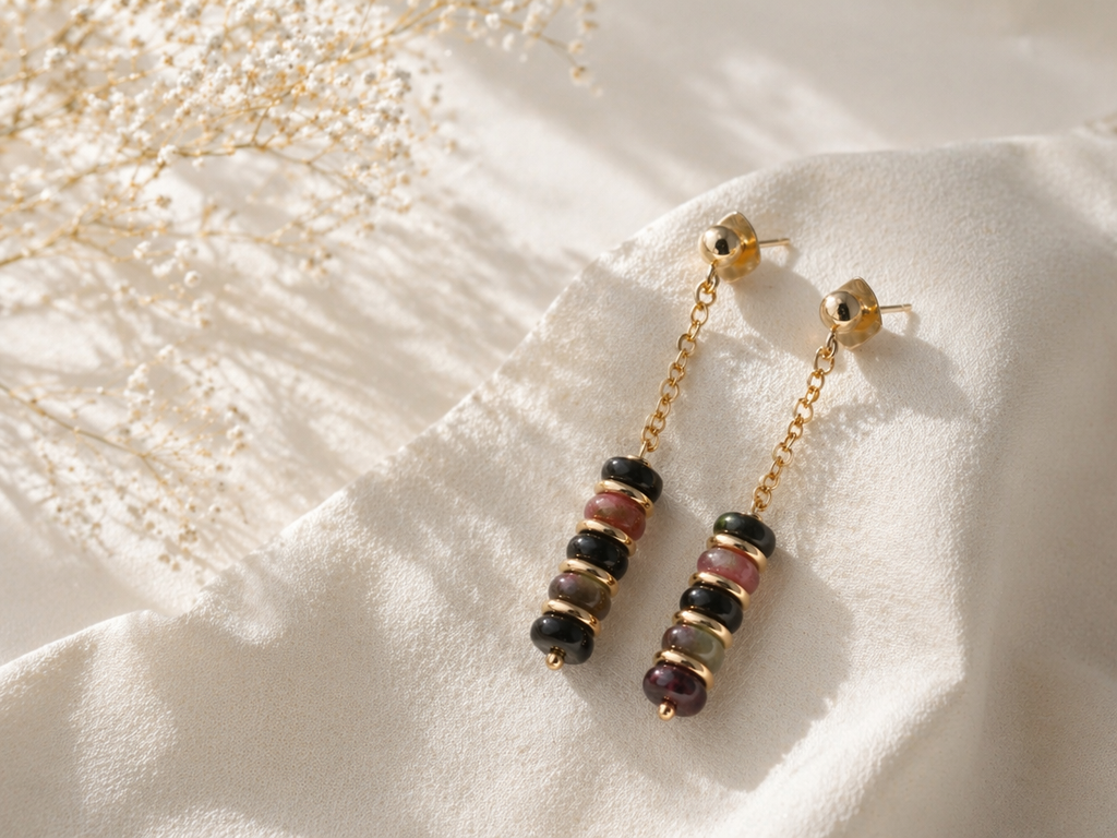 Natural Tourmaline Drop Earrings