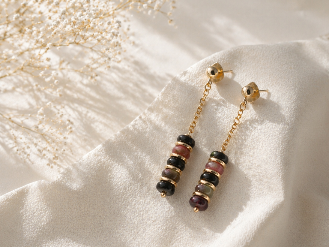 Natural Tourmaline Drop Earrings