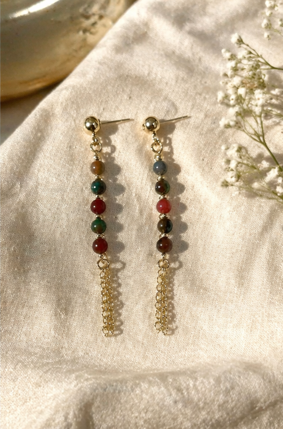 Kasgar Garnet Chain Drop Earrings