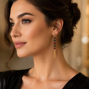 Kasgar Garnet Chain Drop Earrings