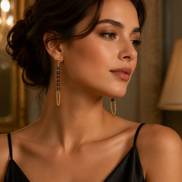 Kasgar Garnet Chain Drop Earrings