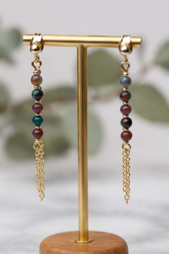 Kasgar Garnet Chain Drop Earrings
