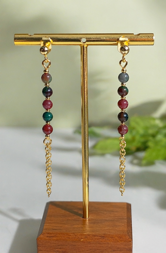 Kasgar Garnet Chain Drop Earrings