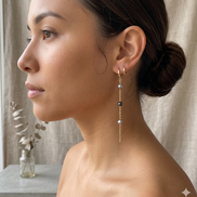 Grey Freshwater Pearl Long Chain Earrings
