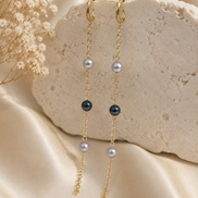 Grey Freshwater Pearl Long Chain Earrings