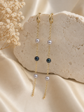 Grey Freshwater Pearl Long Chain Earrings