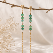 Aventurine & Freshwater Pearl Chain Drop Earrings
