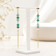 Aventurine & Freshwater Pearl Chain Drop Earrings