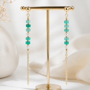 Aventurine & Freshwater Pearl Chain Drop Earrings