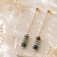 Faceted Sodalite Chain Drop Earrings