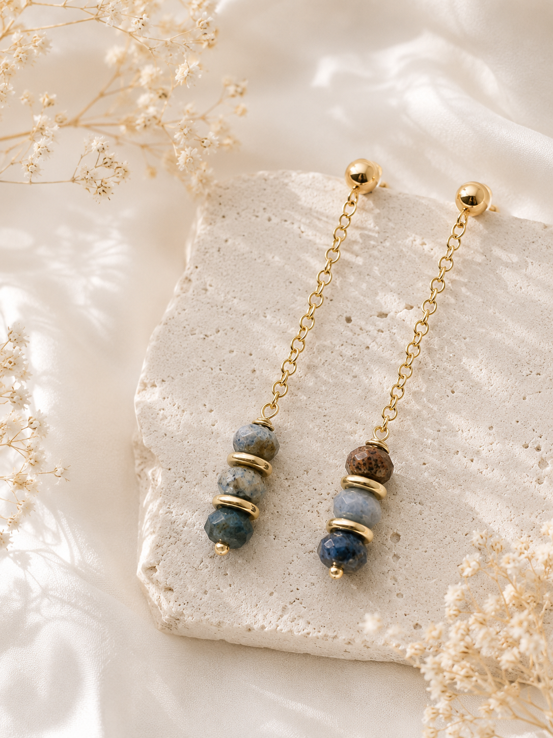 Faceted Sodalite Chain Drop Earrings