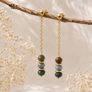 Faceted Sodalite Chain Drop Earrings