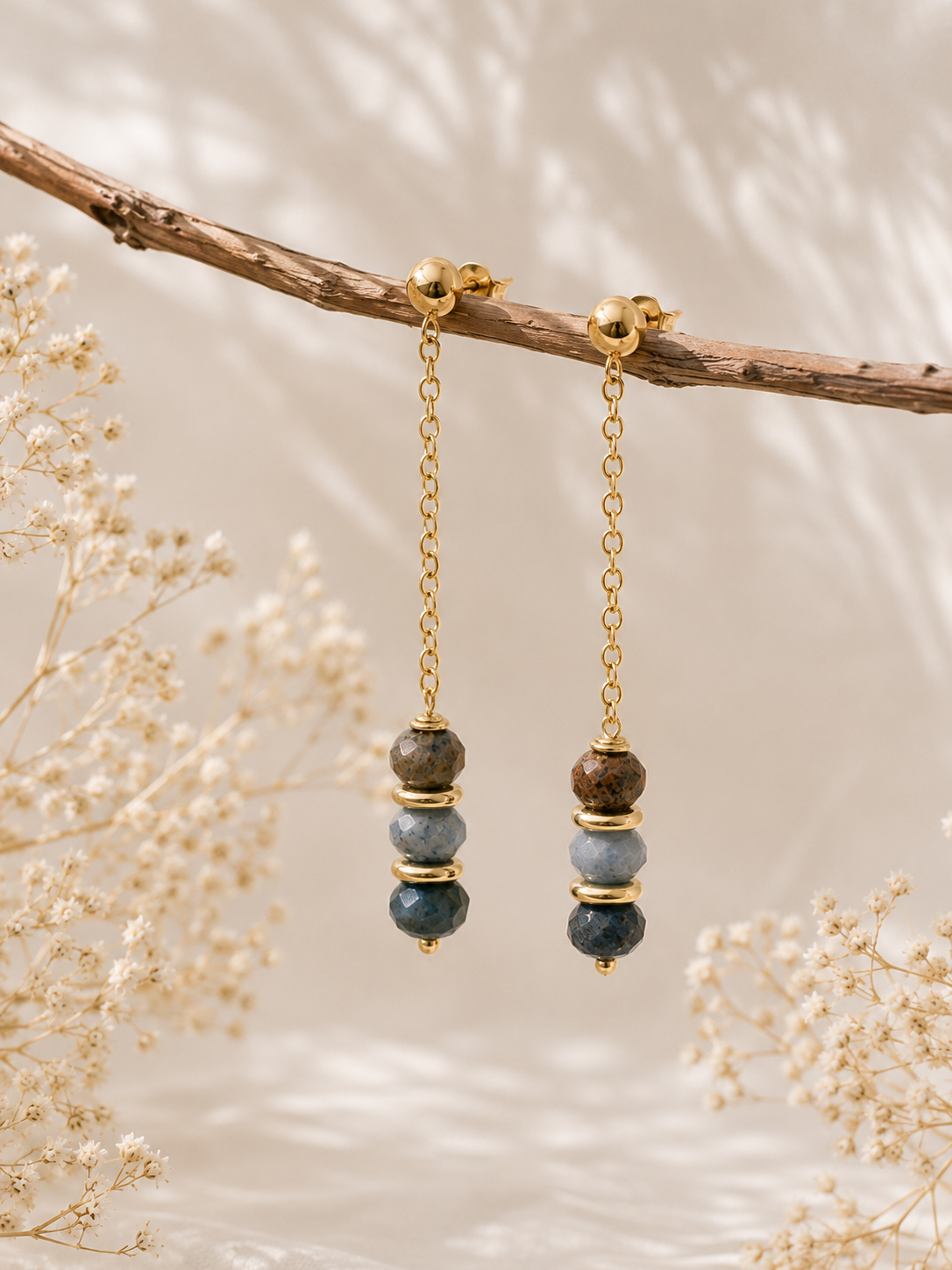 Faceted Sodalite Chain Drop Earrings