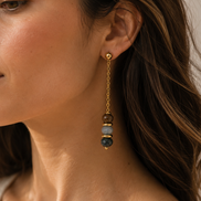 Faceted Sodalite Chain Drop Earrings