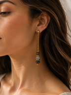Faceted Sodalite Chain Drop Earrings