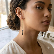 Faceted Sodalite Chain Drop Earrings