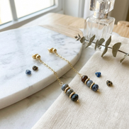 Faceted Sodalite Chain Drop Earrings