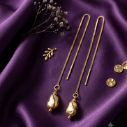 Sculptural Organic Drop Threader Earrings