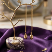 Sculptural Organic Drop Threader Earrings