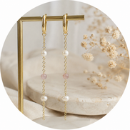 Freshwater Pearl & Moonstone Long Drop Earrings