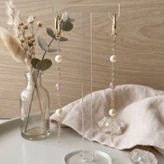 Freshwater Pearl & Moonstone Long Drop Earrings