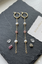 Freshwater Pearl & Moonstone Long Drop Earrings