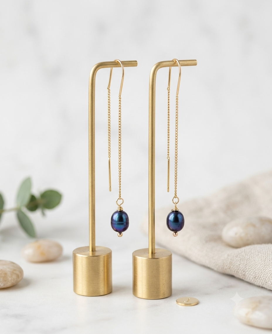 Peacock Freshwater Pearl Threader Earrings
