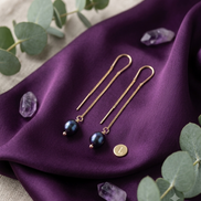 Peacock Freshwater Pearl Threader Earrings
