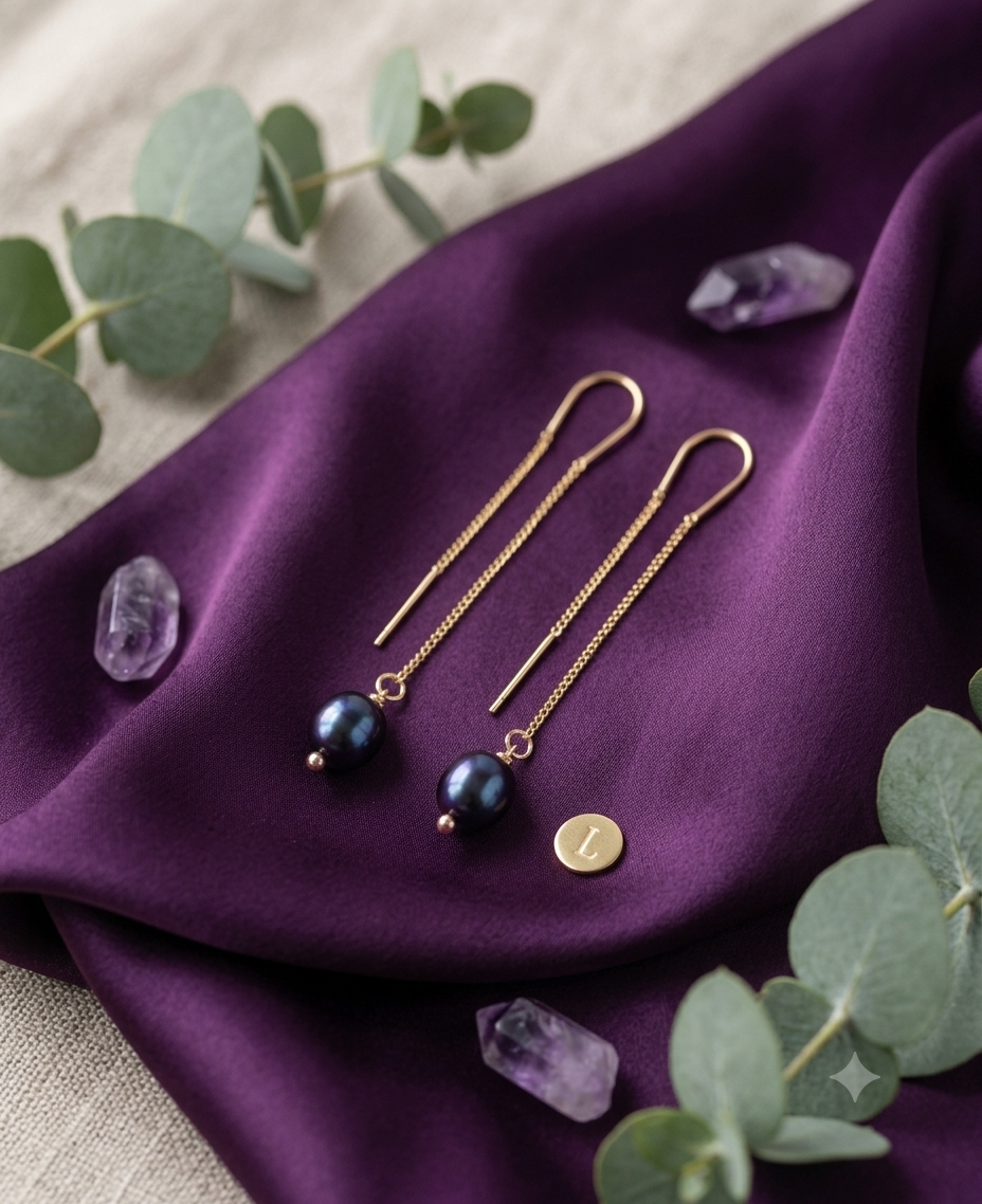Peacock Freshwater Pearl Threader Earrings