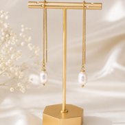 White Freshwater Pearl Threader Earrings