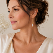 White Freshwater Pearl Threader Earrings