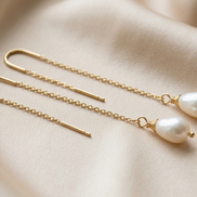 White Freshwater Pearl Threader Earrings