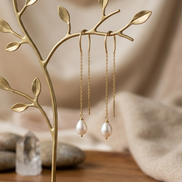 White Freshwater Pearl Threader Earrings