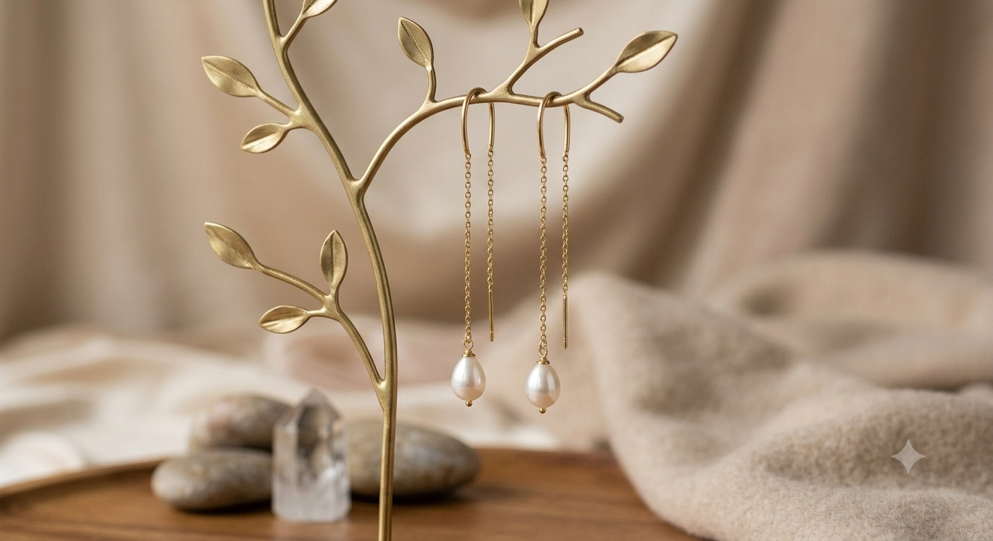 White Freshwater Pearl Threader Earrings
