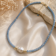 Angelite & Baroque Pearl Necklace
