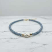 Angelite & Baroque Pearl Necklace