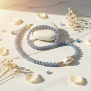 Angelite & Baroque Pearl Necklace