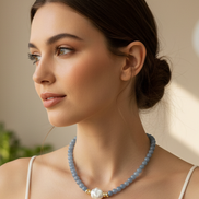 Angelite & Baroque Pearl Necklace