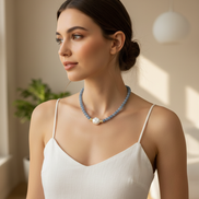 Angelite & Baroque Pearl Necklace