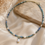 Faceted Kyanite & Freshwater Pearl Necklace
